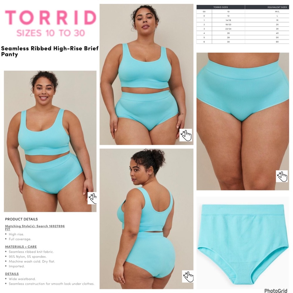 🌟🌟🌟Torrid 00 blue radiance seamless ribbed high rise brief panty NWT
